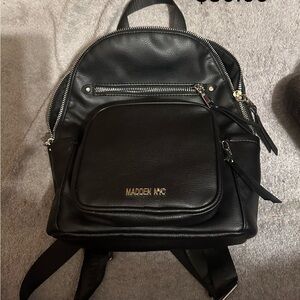 Madden NYC Black Faux Leather Backpack